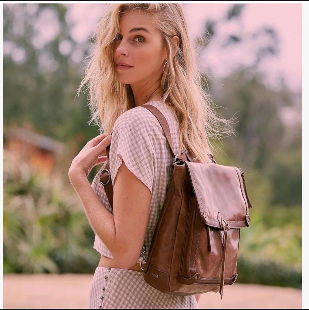 The Sak Vtg Style Distressed Brown Leather Flap Backpack